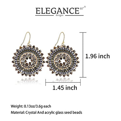 Colorful Summer Beaded Earrings For Women Crystals Glass Bead Dangle Drop Bohemia Earrings Statement Earrings For Women - color: Grey