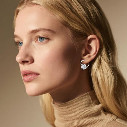 LES OSEWA Dog Animal Earrings Sterling Silver Animal Heart Hoop Dangle Earrings Cute Jewelry Gifts for Women - color: Pomeranian
