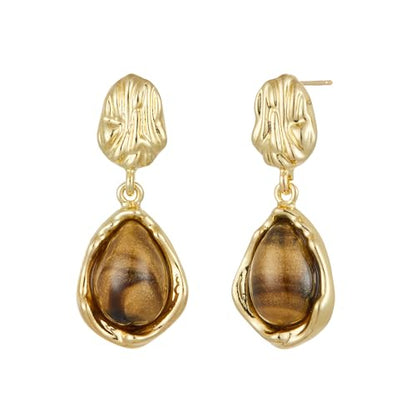 Dr's gift Chunky Leopard Print Earrings for Women 14K Gold Plated Statement Huggie Hoop Earrings Brown Acrylic Tortoise Resin Cheetah Trendy Jewelry - color: Brown 3