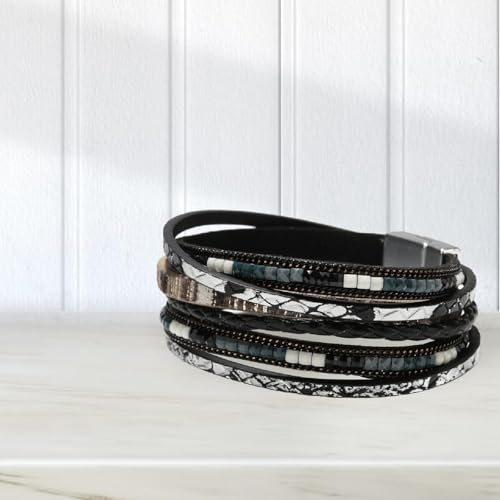 PU Leather Wrap Bracelet Bracelet for Women Bohemian Handmade Decorative Jewelry Gift Multi Layer Layered Bracelet Bracelet