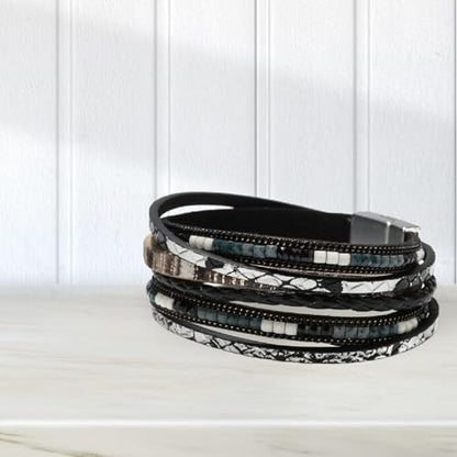 PU Leather Wrap Bracelet Bracelet for Women Bohemian Handmade Decorative Jewelry Gift Multi Layer Layered Bracelet Bracelet