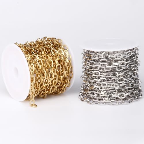 16.5FT Stainless Steel Paperclip Chain 5mm Silver Chain for Jewelry Making | Chunky Link Chains Roll Bulk for Necklace Bracelet Crafts - color: 5mm stainless steel paperclip