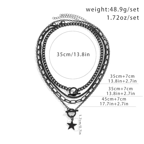 CSIYANJRY99 Layered Gold Necklaces for Women Chunky Gold Necklace Stack Layered Cuban Paperclip Snake Chain Necklace Retro Coin Dainty Pendant Toggle Clasp Necklace - style: Black Star