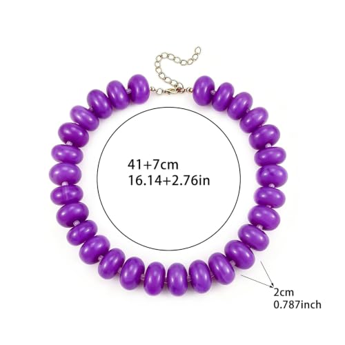 CSIYANJRY99 Chunky Beaded Necklace for Women, Large Colorful Resin Beads Statement Necklace, Boho Summer Beach Vacation Jewelry Gifts - color: Purple