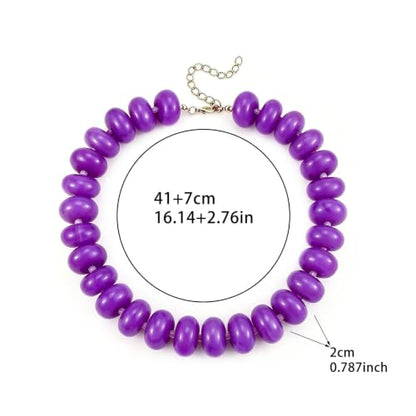 CSIYANJRY99 Chunky Beaded Necklace for Women, Large Colorful Resin Beads Statement Necklace, Boho Summer Beach Vacation Jewelry Gifts - color: Purple