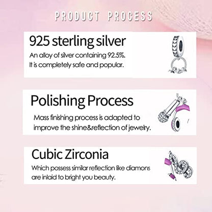 LNQOBU 925 Sterling Silver Charms for Bracelets Dangle Pendant fit Pandora Bracelets or Necklaces Jewelry Woman Gift Beads Charm (With one Spacer Beads) - style: C-Music Three Piece Pendant Charm