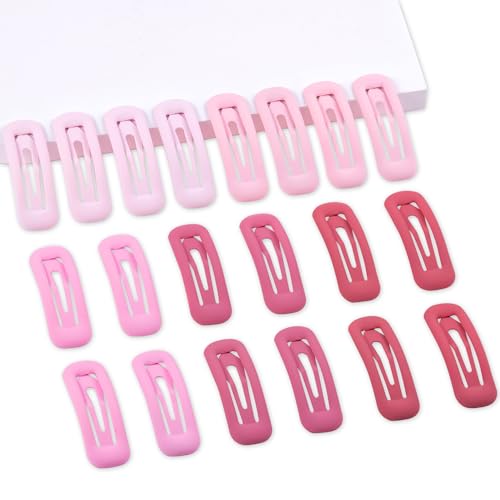 20 PCS Small Rectangle Hair Barrettes For Women Non Slips Snap Clips For Thin Fine Hair,Matte Pink,1.97 x 0.55Inch - color: Matte Pink