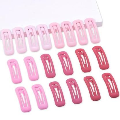 20 PCS Small Rectangle Hair Barrettes For Women Non Slips Snap Clips For Thin Fine Hair,Matte Pink,1.97 x 0.55Inch - color: Matte Pink