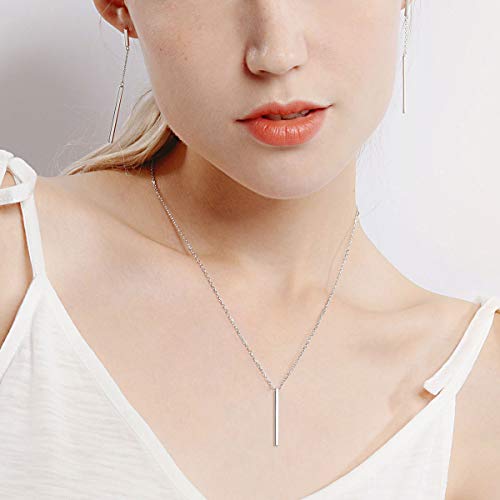 ChicSilver Customizable Vertical Bar Pendant Necklace 925 Sterling Silver Y Necklace Simple Fashion Jewelry Gifts for Women - style: A. 2mm Vertical Bar-Silver