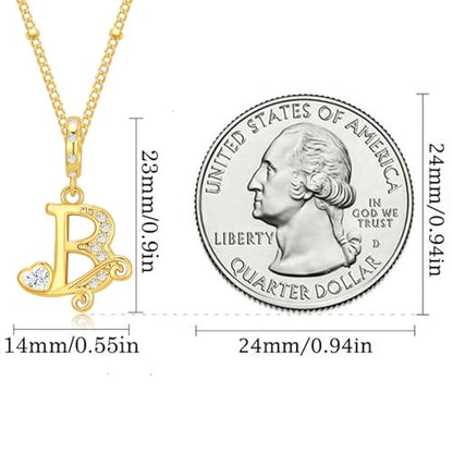 TIZU Initial Necklaces for Women - Dainty 14K Gold Plated Letter Pendant Trendy Personalized Initial A-Z Necklaces Jewelry Gift - color: Gold-B
