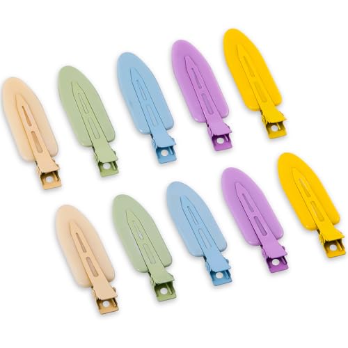 10 Pcs Creaseless No Crease No Bend Flat Hair Clips For Styling Non Slip Makeup Clips For Women Salon Hairstyle,Yellow Purple Beige Blue Green - color: Yellow Purple Beige Blue Green