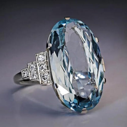 White Gold Plated Blue Cubic Zirconia Engagement Rings Wedding Bridal Band Promise Rings Evening Parties Anniversary Valentine's Day Gifts Eternity Bands for Women - size: 8