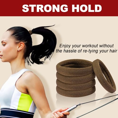 IKOCO 150PCS Hair Ties for Women, No Damage, Brown | Cotton Ponytail Holders, Value Pack, Seamless Elastic, No Breakage, No Crease, Durable Hold, for Thick & Curly Hair - color: Brown