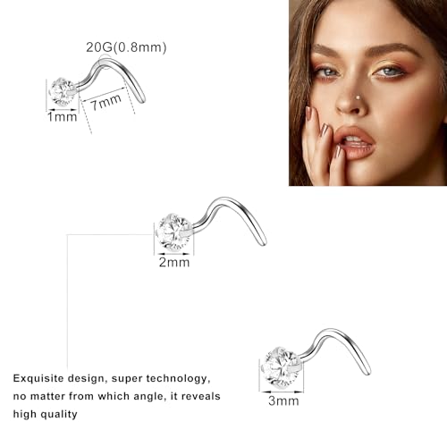 23-40 Pcs Gold Nose Rings & Studs - 18G & 20G Nose Piercing Jewelry - L Shape, Hoop & Screw Body Jewelry for Women & Men - color: Silver