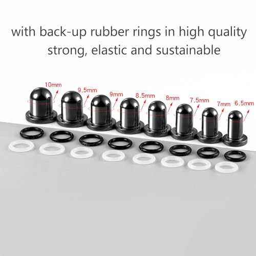Casvort 22 PCS/16 PCS Hypoallergenic 18G-1'' Comfy Dead Stretching Plugs in 0.5mm Increments Saddle Plugs with Rubber Rings 316 Surgical Stainless Steel Crazy Ear Gauges Body Piercing Jewelry - color: Black 6.5-10mm 16 PCS
