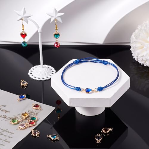 Elecrelive Crystal Heart Charms Rhinestone Heart Pendants Valentine Charms for Necklace Bracelet Earring Wedding Jewelry - color: 12 Colors Birthstone