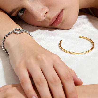 10Pcs Golden Silvery Bracelets for Women,Waterproof Womens Fashion Accessories,Bracelets for Women Trendy,Stackable Dainty Bracelets for Womens