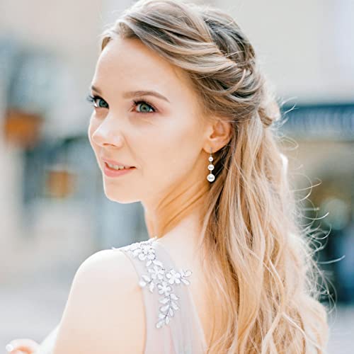 925 Sterling Silver Pearl Drop Earrings for Women, June Birthstone Long Dangle Pearl Jewelry Gifts for Her - color: 6-10mm Silver