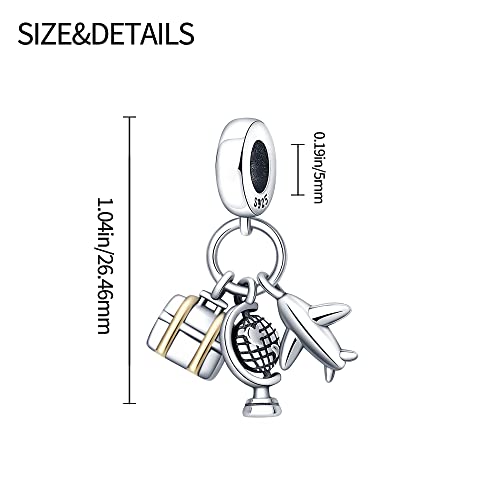 KUNSIR Charms Beads fits Pandora Charm bracelets for Woman 925 Sterling Silver Dangle Pendant Bead Jewelry Beads Gifts Happy Birthday Charms for Women Bracelet&Necklace - style: Air Travel Charm