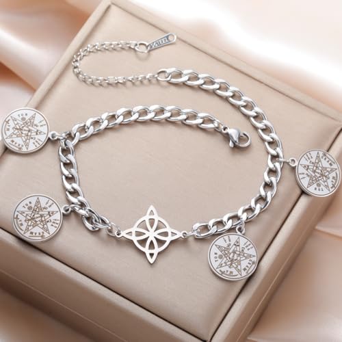 Dreamtimes Witches Knot Bracelet Tetragrammaton Pentagram Bracelet Stainless Steel Celtic Knot Bracelets for Women Men Protection Jewelry Witch Amulet and Talisman - style: Style 2