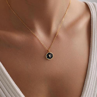 Tewiky Cross Necklace for Women 14k Gold Plated Cross Pendant Necklaces | Cute Necklaces for Women,Jewelry ,Graduation Gift for Her - color: Black
