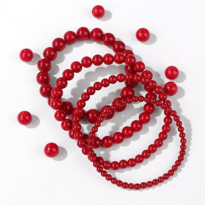 Vinswet 4pcs Beaded Bracelets for Women,Natural Healing Crystal Gemstones Bracelet,Anxiety Stress Relief Bracelet Handmade purple Jewelry Gifts for Women - color: Red agate