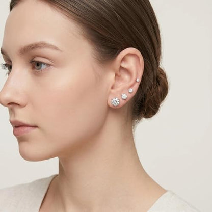5 Pairs 316L Hypoallergenic Steel Cubic Zirconia Stud Earrings for Women | 3-7mm Stud Earrings Set Lead and Nickel Free Comfortable and Safe for Sensitive Ears Jewelry for Women