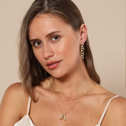 LUCA SMITH 2-Piece Initial Necklaces for Women, Dainty Balloon Bubble A-Z Letter Necklace Set, Name Letter Alphabet Pendant Layered Choker Necklaces Personalized Jewelry Gift - color: Gold bubble letter necklace, style: Initial Set-N