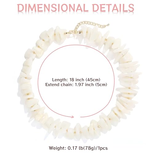 Elegance 11 designs Chunky Heart Necklace for Women, Colorful Acrylic Beaded Statement Puff Heart Necklace, Cute Boho Y2K Choker Necklace for Gift Jewelry - color: White