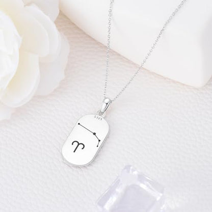 SIMONLY Zodiac Necklace 925 Sterling Silver Constellation Necklace Zodiac Sign Necklaces Horoscope Jewelry Christmas Birthday Astrology Gifts for Women Men Unisex - style: Aries