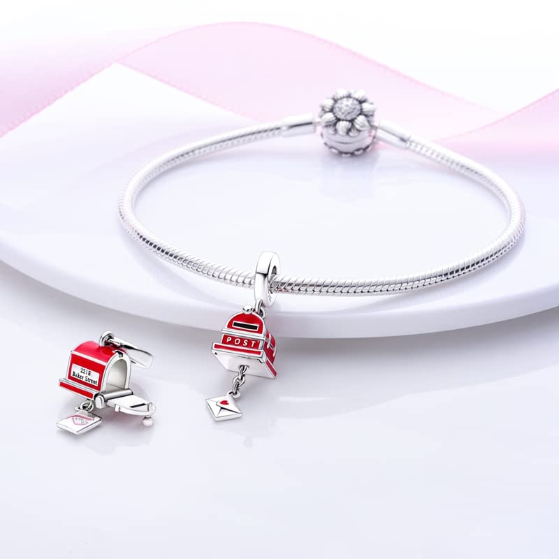 CYCUFF 925 Sterling Silver Charms Suitable for Charm Necklaces, Bracelet Pendants Beads Jewellery Gift for Women Family Friends (Mailbox Charm)