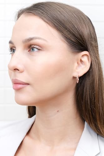 Hoops & Loops 925 Sterling Silver Twisted Hoop Earrings for Women - Hypoallergenic 14K Gold, Rose Gold, Black Flash Plated 2mm Thin Twist Design Round Click-Top Hoops, 15/20/25/30/35/40/50/60mm - color: 15,20,25mm - Rose Gold