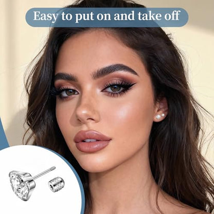 7 Pairs 20G Stainless Steel Stud Earrings Set Cubic Zirconia CZ Earrings Multi Size 2mm-8mm - color: Silver, size: Modern