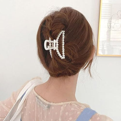 Large Pearl Hair Claw Clip, Clips Neutral Color Girls Hair Clips Claw, Big Hair Clips Hair Claws Hair Claws, Faux Pearl, Clips and Barrettes for Thin, Thick, Curly or Long Hair