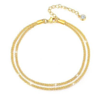 Ankle Bracelets for Women,14K Gold Plated Snake Chain Anklet for Women Beach Cute Anklets - color: Layered Chain Gold