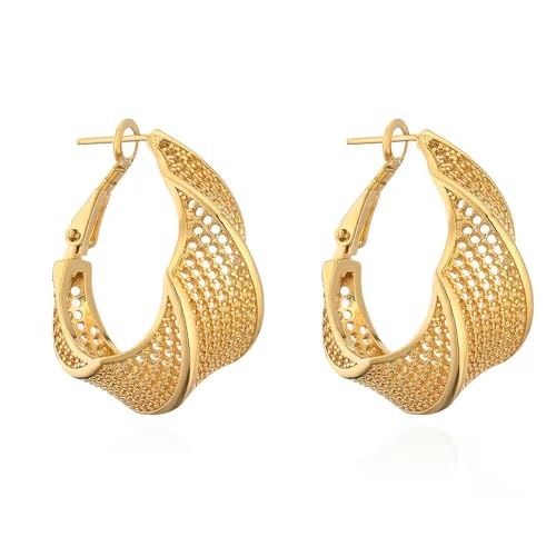 Gold/Silver Hoop Earrings For Women Trendy,Chunky/Big/Thin/Medium/Oval/Thick/Twist Multi-Colored Zirconia Dangle Huggie Rainbow CZ Amber Resin Hoops, Lightweight Birhtday Fashion Jewelry Gift. - color: A13 ( Openwork Twisted Hoops)