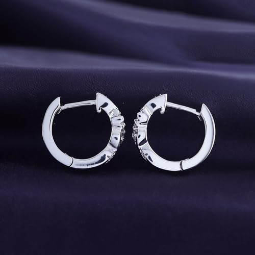 Twisted Hoop Earrings for Women 1/10 Carat (ctw) Round Lab Created Moissanite Hoop Earriings in 18K Gold Plated Jewelry for Her (0.10 ctw) - color: White Gold