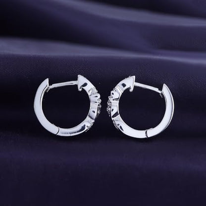Twisted Hoop Earrings for Women 1/10 Carat (ctw) Round Lab Created Moissanite Hoop Earriings in 18K Gold Plated Jewelry for Her (0.10 ctw) - color: White Gold