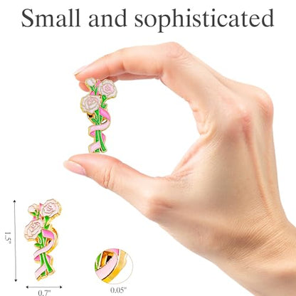12 Pcs Red Rose Flower Enamel Lapel Pin, 1.5 inch Metal Badge Brooch for Women Men Clothes Bags Hats - style: Carnation