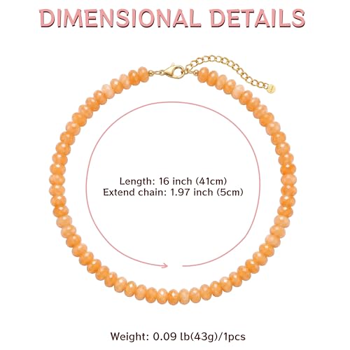 Gemstone Beaded Necklace for Women Colorful Natural Stone Freshwater Pearl Surfer Beach Rainbow Necklace Jewelry Gift - color: Orange