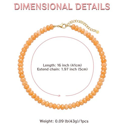 Gemstone Beaded Necklace for Women Colorful Natural Stone Freshwater Pearl Surfer Beach Rainbow Necklace Jewelry Gift - color: Orange