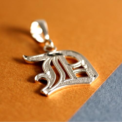 Personalized Gothic Old English Sterling Silver Initial A-Z Pendant. - style: E