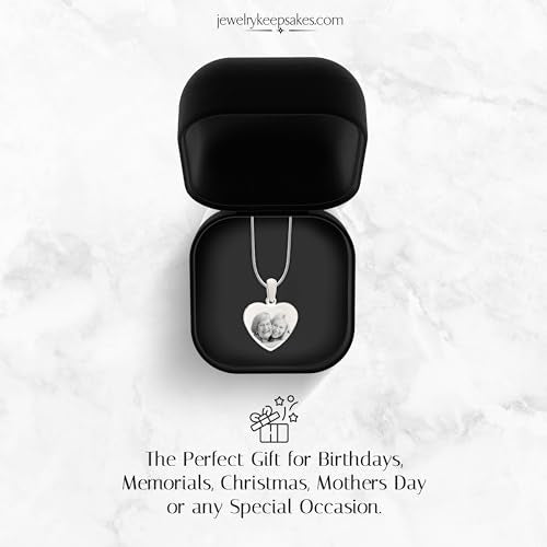 Personalized Picture Engraved Heart Pendant with 20" Chain - color: Silver