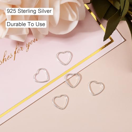 Elecrelive 5pcs 925 Sterling Silver Heart Charms Love Heart Bezel Frame Hollow Link Connector Charms for Valentine's Day DIY Bracelet Necklace Earring Making - color: Silver-Heart