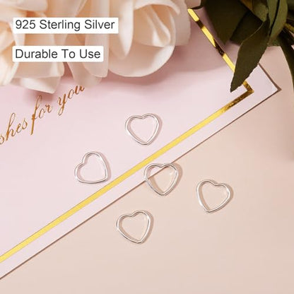 Elecrelive 5pcs 925 Sterling Silver Heart Charms Love Heart Bezel Frame Hollow Link Connector Charms for Valentine's Day DIY Bracelet Necklace Earring Making - color: Silver-Heart