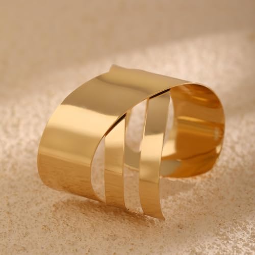 Chunky Gold Cuff Bracelet Chunky Bangles for Women Non Tarnish Modern Gold Jewelry Gifts trendy fashion fall fashion jewelry womens fashion - color: F-Bohemian style bracelet