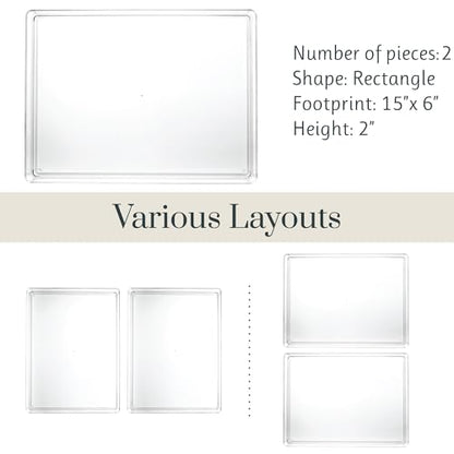 STORi SimpleSort 2-Piece Stackable Clear Drawer Organizer Set | 12" x 9" x 2" Rectangle Trays | Wide Makeup Vanity Storage Bins and Office Desk Drawer Dividers | Made in USA - size: 12x9x2"