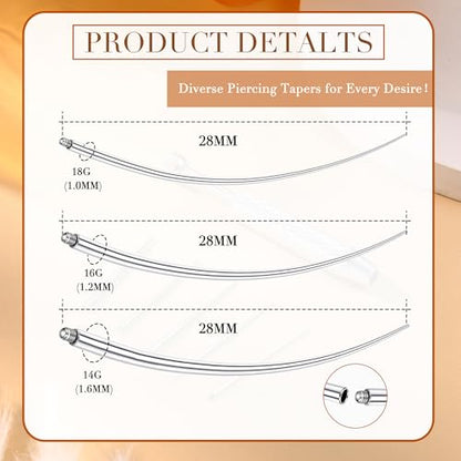 Piercing Ball Grabber Tool, 14-20G Taper for Changing Jewelry | Surgical Steel Flat Back Earrings Threader Tool Insertion Pin, Body Piercing Kit for Ear Rook Conch Nose Lip Jewelry Removal - style: Curved External Thread(14G 16G 18G)