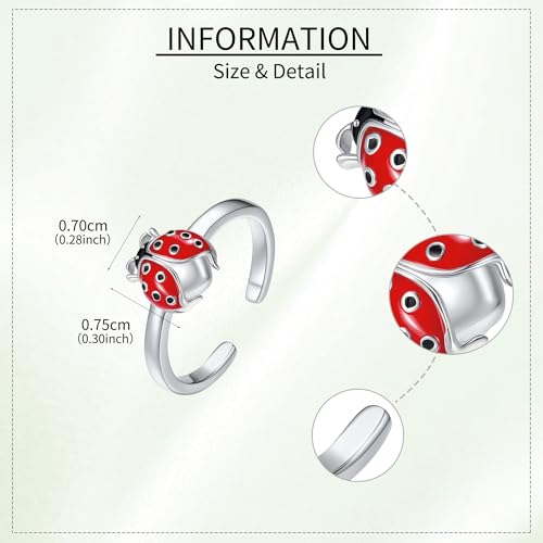 Celtic Knot/Mushroom/Ladybug Toe Rings Sterling Silver Irish Celtic Adjustable Toe Band Ring Pinky Rings Foot Jewelry for Women - style: Ladybug-2