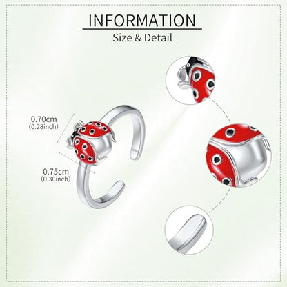 Celtic Knot/Mushroom/Ladybug Toe Rings Sterling Silver Irish Celtic Adjustable Toe Band Ring Pinky Rings Foot Jewelry for Women - style: Ladybug-2